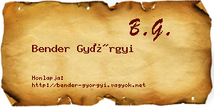 Bender Györgyi névjegykártya